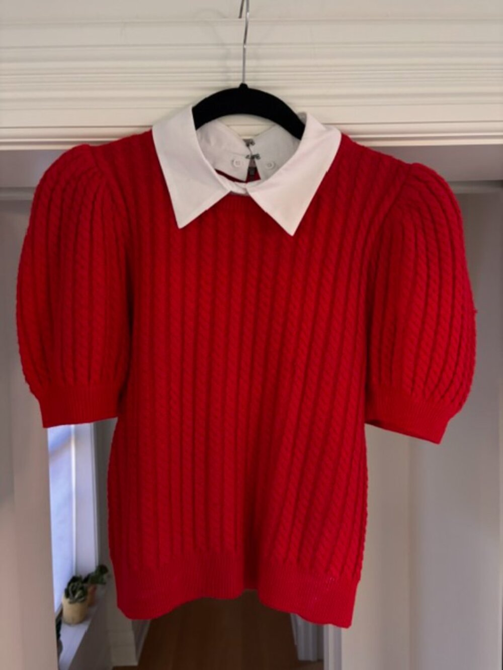 Alice + Olivia Chase Cable-Knit Puff-Sleeve Sweater - Size S - Picture 6 of 14